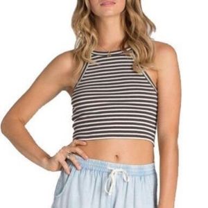 Billabong For Real Striped Ribbed Knit High Neck Cropped Top